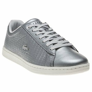 lacoste silver trainers