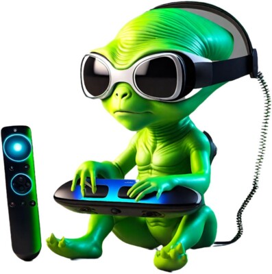 V.R Playing Aliens, Virtual Reality Aliens Wandkunst Größe A3