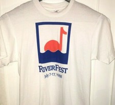 Vtg 1988 RIVER FEST T SHIRT Rare Single Stitch Tee 80's USA MADE Logo COLORFUL