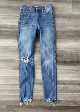 Madewell 10" High Rise Skinny Jeans Drop Step Hem Distressed 25 Stretch