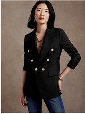 Banana Republic 2 XS Captain s Blazer Jacket Black Classic Gold Buttons NEW