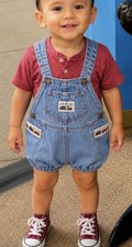 Vintage OshKosh B'Gosh Bubble Romper Vestbak Shortalls Overalls USA 18 months