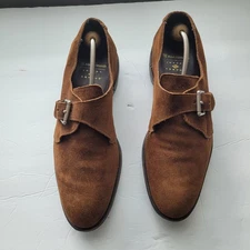 Allen Edmonds Joseph Abboud Shoe Men 10 D Brown Suede Monk Strap Dainite England