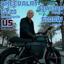 Electric Dirt Bike 20" Fat E-Bike 6000W 60V 43Ah All Terrain E-Motorcycle 45 MPH