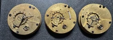 THREE 1876-80 ELGIN 18S 7J KW POCKET WATCH MOVEMENT & DIAL LOT