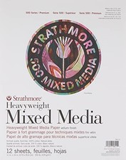 Strathmore 584-11 500 Series Heavyweight Mixed Media, 11"x14", White, 12 Sheets