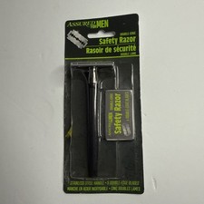 Assured Double Edge Safety Razors, Stainless Steel Handles w/ 5 Blades