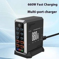 Stazione di ricarica USB-C 660 W 10 porte GaN PD ricarica rapida per iPhone e MacBook