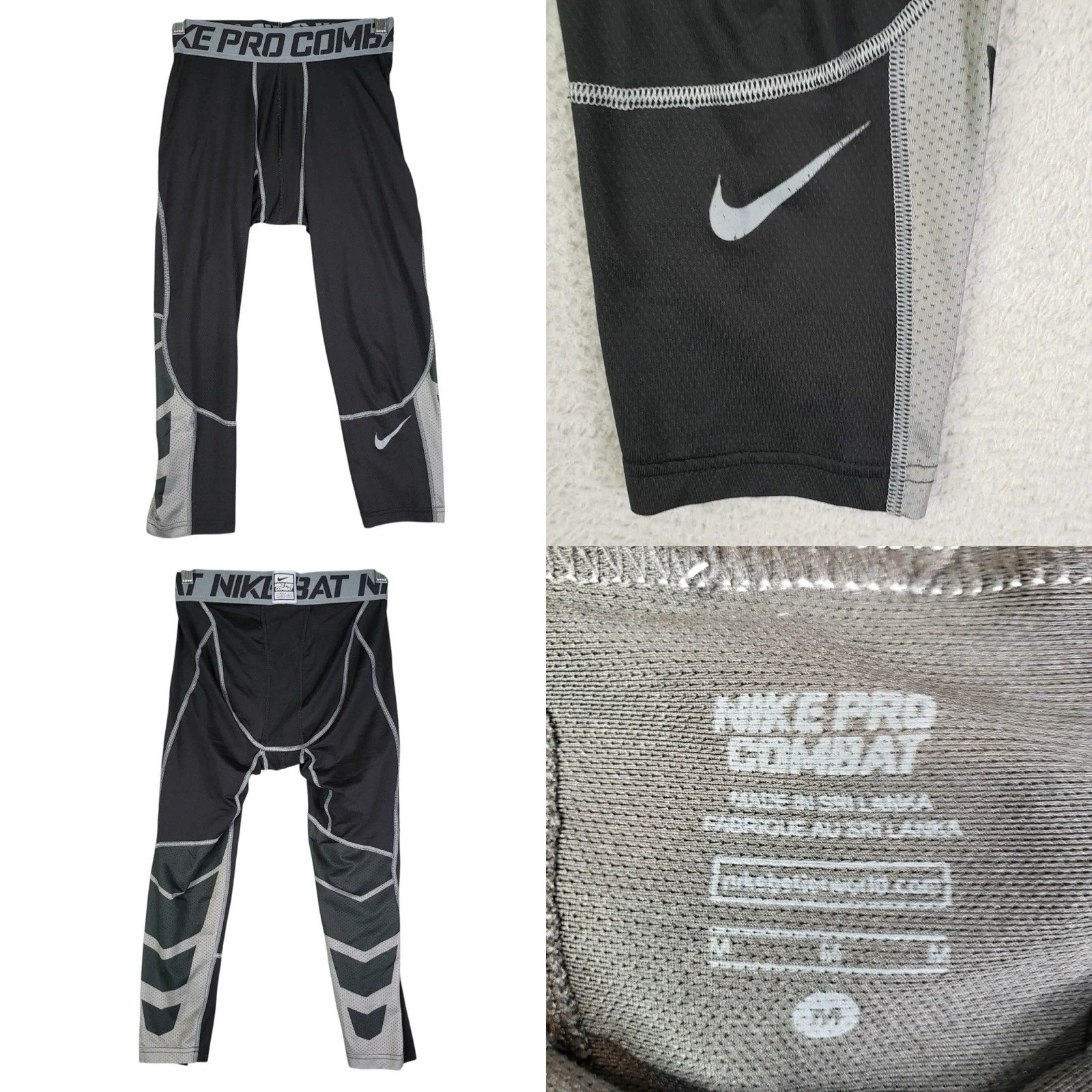 Nike Pro Combat Mens Black Compression Pants Tights Base Layer Size Medium M