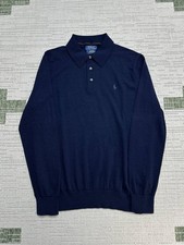 Polo Ralph Lauren Washable Wool Polo Collar Sweater Mens Large Blue Regular Fit