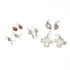 Southwest Sterling Silver Turquoise Red Coral Cross Earrings Lot of 5 #S5036-2 — photo 2