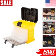 Portable Yellow Tool Box Organizer With 4 Customizable Drawers - 10 X 7x 10.5