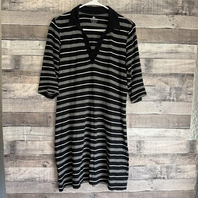 Lacoste Pique Cotton Stretch Polo Dress 40 (M)  Black Gray Tennis Sporty