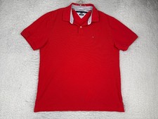 Tommy Hilfiger Polo Shirt Men Extra Large Red Cotton Custom Fit Short Sleeve