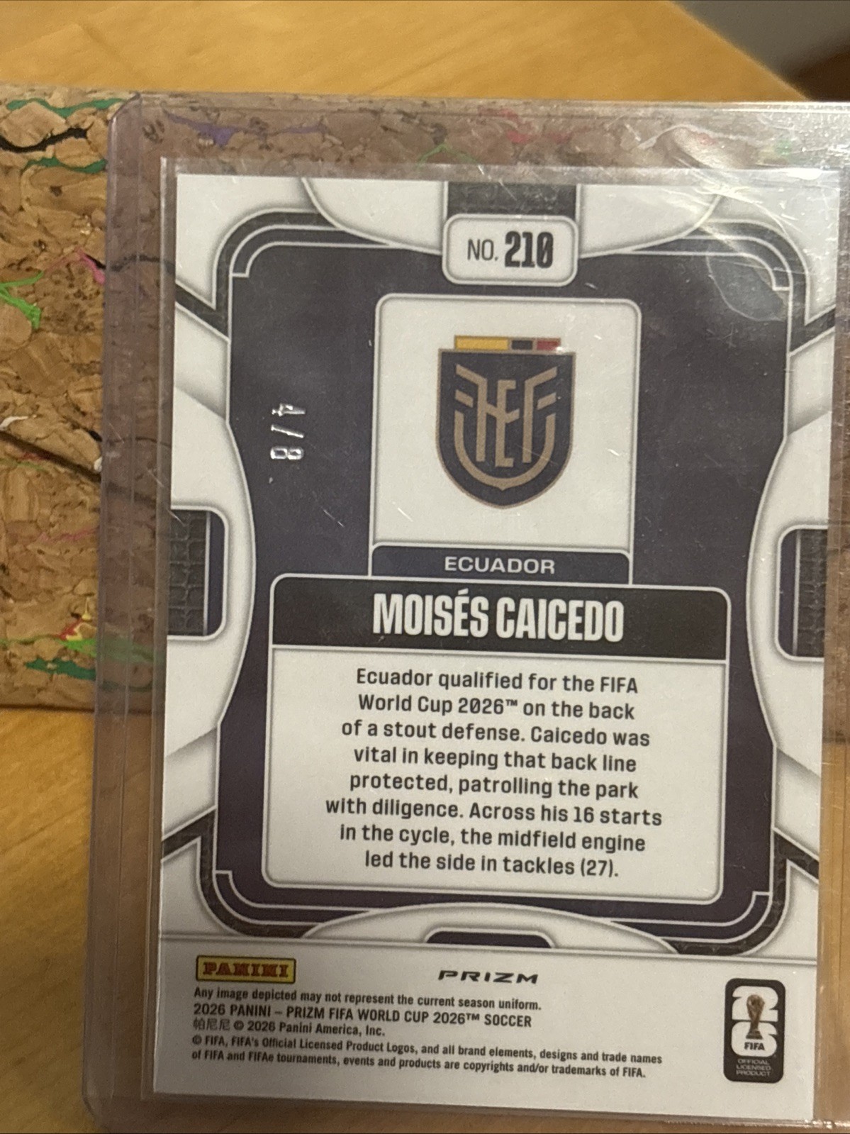 2026 Panini Prizm FIFA World Cup #210 Moises Caicedo, Black And Gold 4/8 SSP view 7
