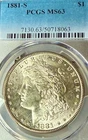 1881-S MS63 PCGS San Francisco Mint Morgan Silver Dollar