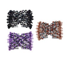 3 PCS Elastic Double Hair Comb Clips Stretchy Fashion Magic Hairpins
