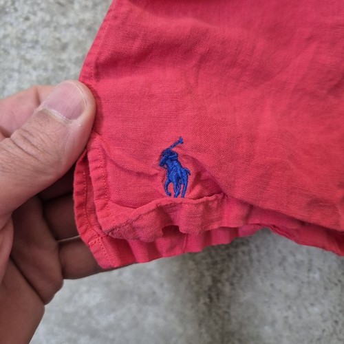 Polo Ralph Lauren Shirt Mens XL Pink Linen Silk Loop Collar Beach Coastal Travel - Picture 4 of 9