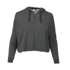 PUMA Fusion Crop Full Zip Hoodie Womens Grey Casual Athletic Outerwear 852100-07