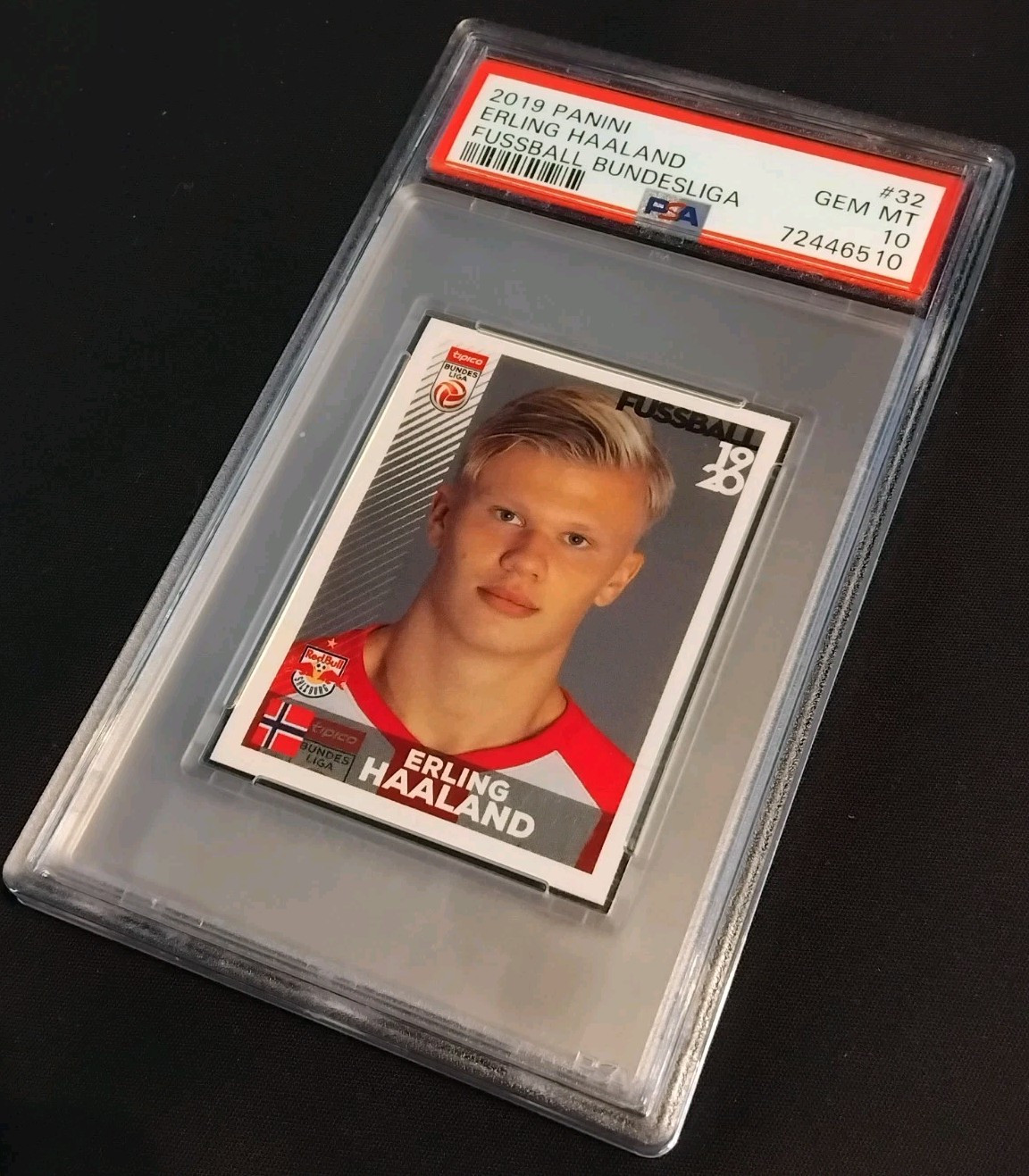 ð¥ERLING HAALANDð¥ROOKIE CARDð¥2019 PANINI FOOTBALL BUNDESLIGAð¥PSA 10ð¥NORWAY view 2