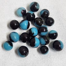 Vintage Dark Brown And Blue Swirl Marbles Lot Of 19