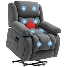 HOMCOM Power Lift Recliner Chair with Vibration Massage and Heat, Gray