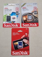 3 SanDisk SD Memory Cards Lot 8GB 16GB SDHC microSD Ultra NEW Sealed