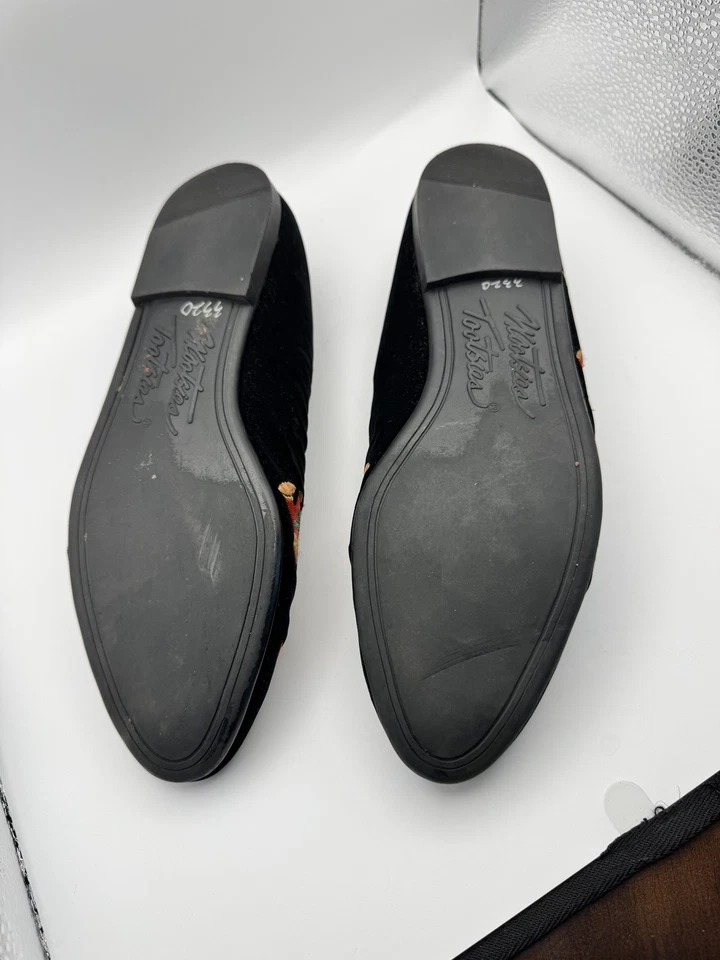 Винтажные Wootsies Tootsies Рождественские Плоские Плюшевый Медведь Вышитые Туфли 10 М - Изображение 2 из 4