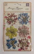 Prima Marketing Road Trip Coordinates Paper Flowers Scrapbooking Embellishments