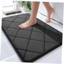  Memory Foam Bath Mat 30x20, Ultra Soft and Absorbent Bathroom 30" x 20" Black