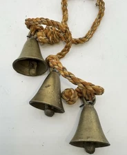 Vintage 3 Brass Shop Door Bells Wind Chimes Hanging India Nice Sound
