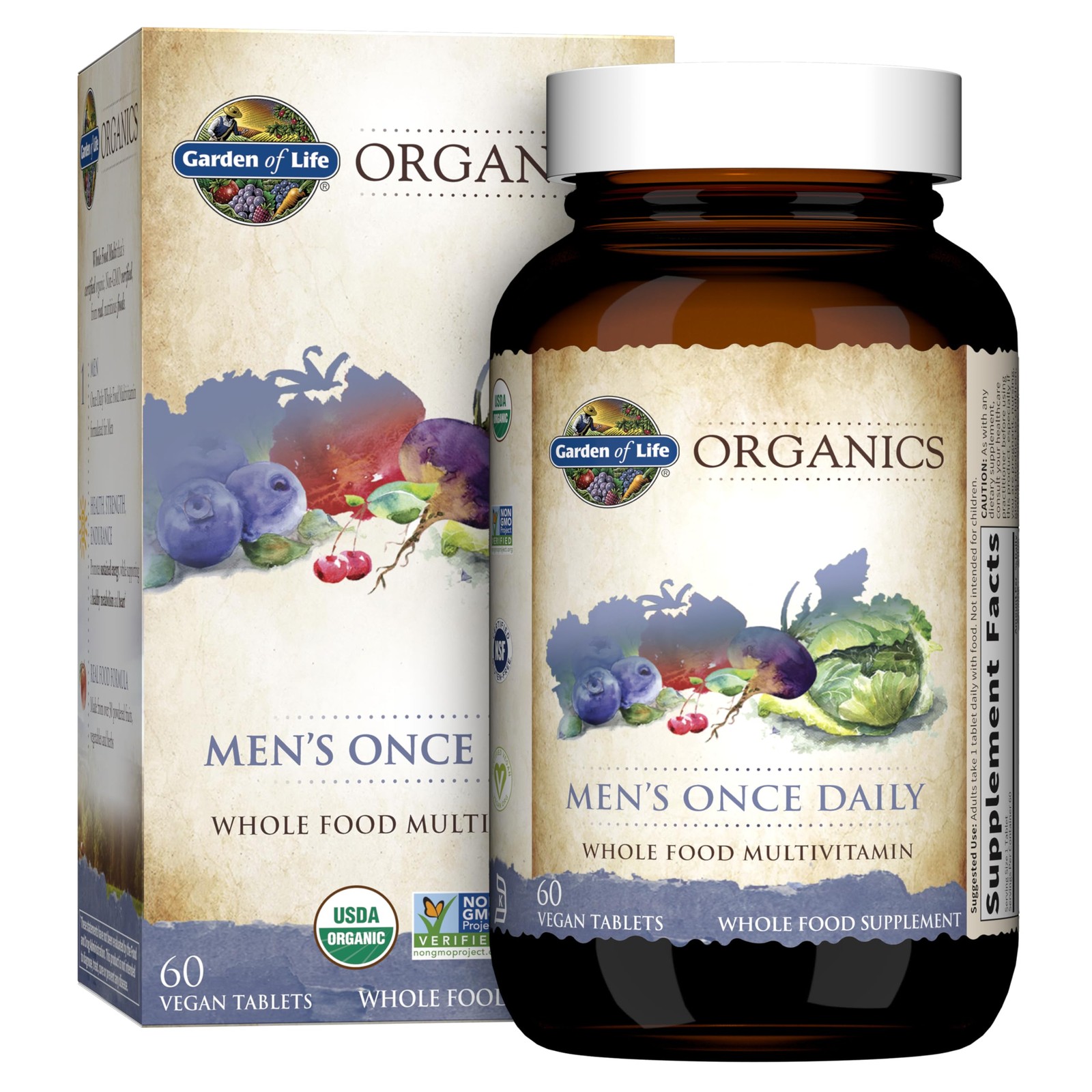 Garden of Life Once Daily Whole Food Multivitamin for Men, Organic Mens Vitamins