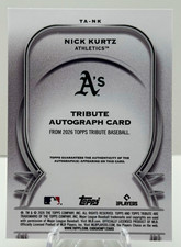 Topps 2026 Tribute Nick Kurtz Auto TA-NK 029/199 Oakland Athletics