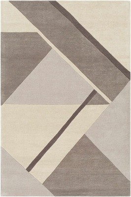 Hand Tufted Modern Area Rug, Neutral Beige Taupe Gray Geometric Abstract Carpet,