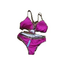 Women s Bikini Black With Animal Print Size Large NWT