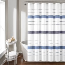 72"x72" Chic Striped Yarn Dyed Eco Friendly Recycled Cotton Shower Curtain Navy