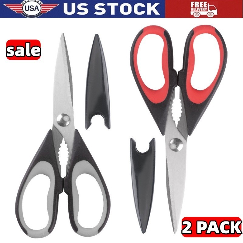 Kitchen Scissors All Purpose Heavy Duty Meat Poultry Food Shears Stainless 2pcs