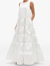 ROCHAS luxury white tiered maxi dress Size 44...