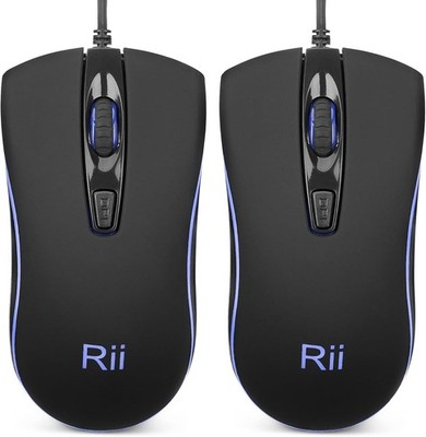 Rii Wired Mouse, Computer Mouse with Blue Backlit,Comfortable Grip Ergonomic