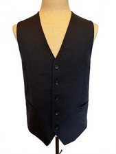 Pronto Uomo Platinum Navy Wool Waistcoat Vest L Adjustable Formal Menswear