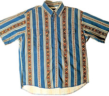 Wrangler Western Shirt Pearl Snap Vtg 2XL Cowboy X-Long Tails Striped Rodeo
