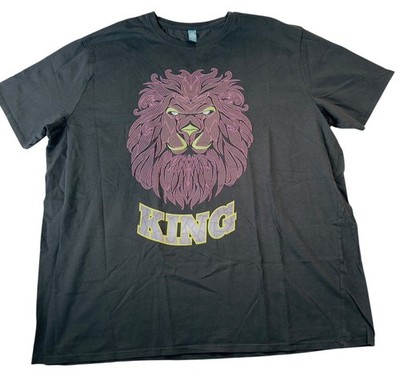 Spreadshirt King Lion Graphic T Shirt Men 3XL Black Short Sleeve Cotton