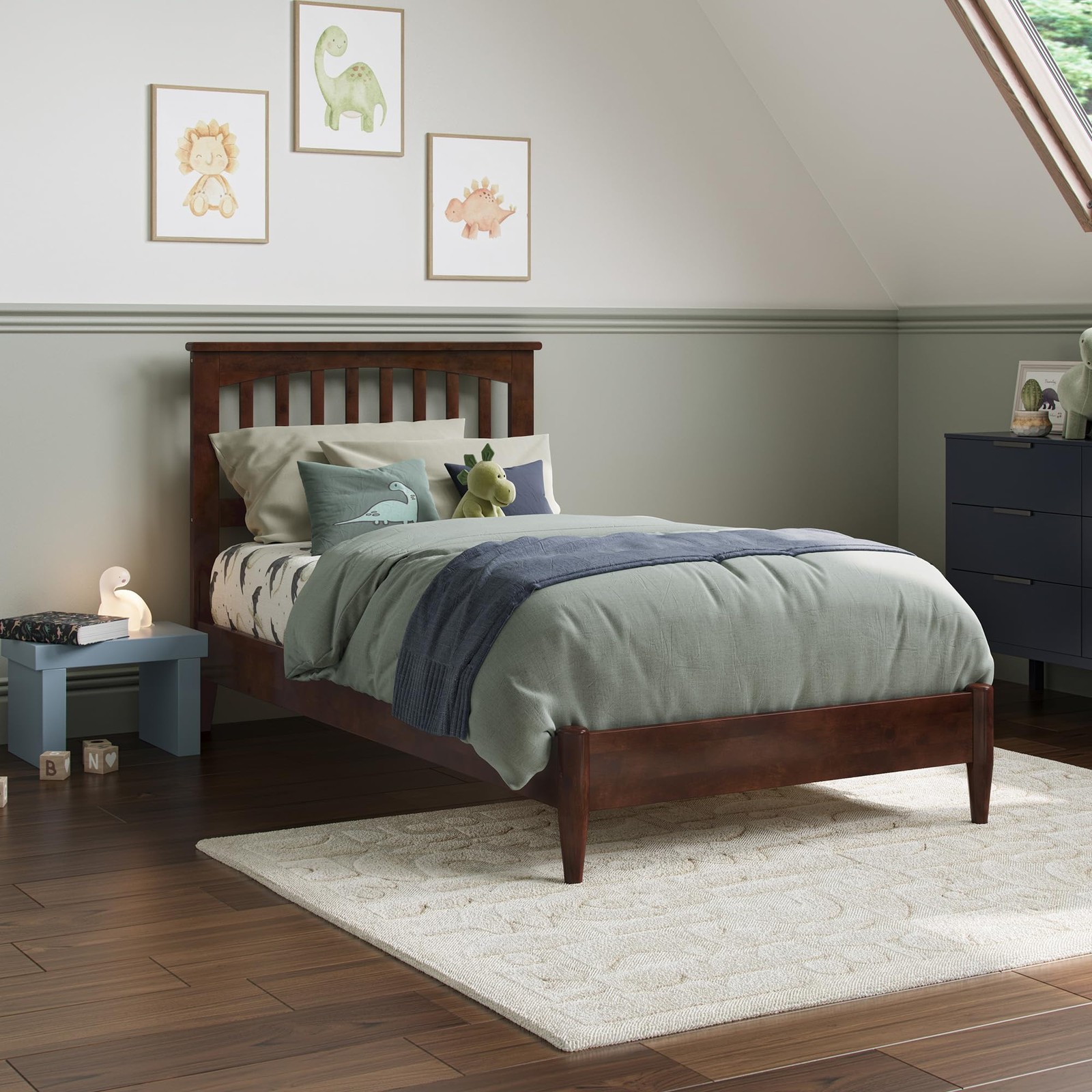 , Becket Twin Solid Wood Low Profile Platform Bed, Walnut