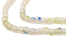 Speckled Green  Blue Recycled Glass Beads 7mm Ghana African Sea Glass Round