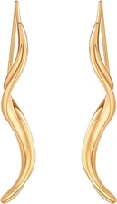 14K Gold Hoop Earrings for Women, Hypoallergenic Spiral Threader Spiral-gold 