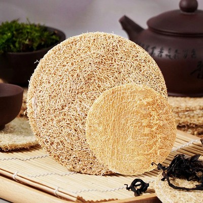 Round Loofah Mat Heat Insulation Pot Mat Tea Coaster Teapot Mat (6 Pcs)