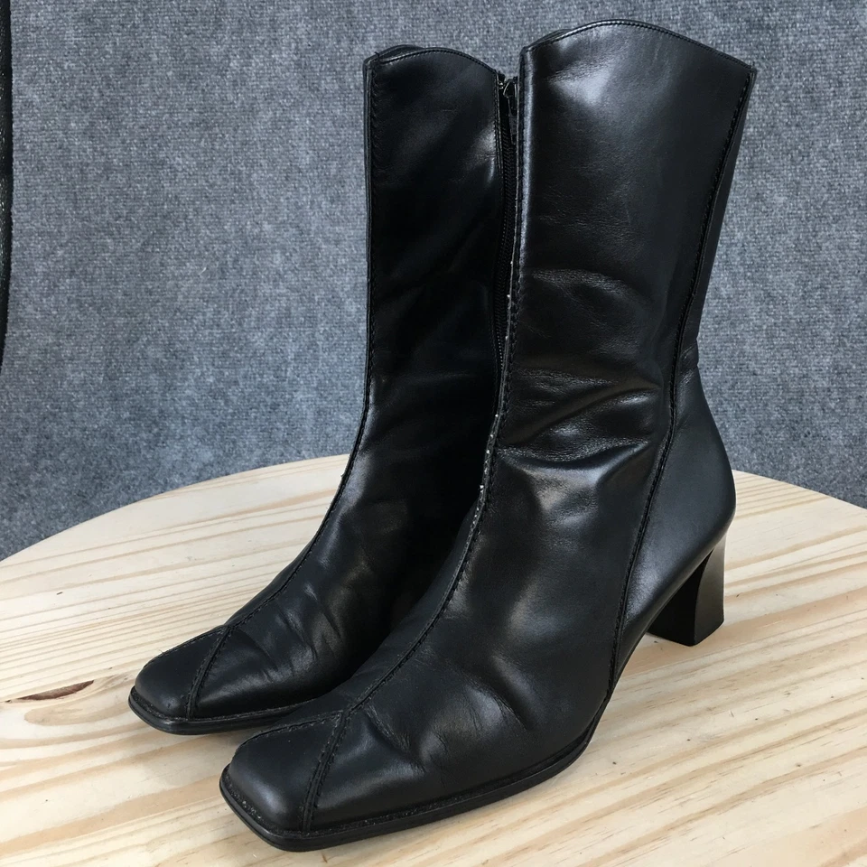 Botas de montar Paul Green Munchen para mujer US8 UK5.5 tacón bloque cremallera lateral negras Foto 3 de 4