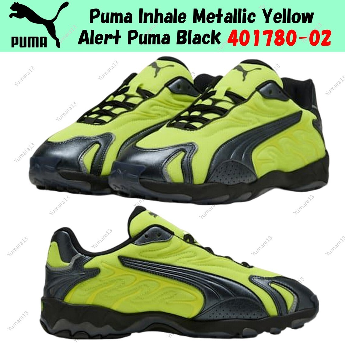 ■PUMA■ Inhale llic Yellow Black 40178002 401780-02 Puma Inhale Metallic Yellow Alert Puma Black 401780-02 Men's