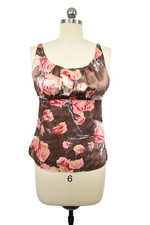 Classiques Entier Blouse Cami Top Small Brown Floral Empire Waist Empire Waist