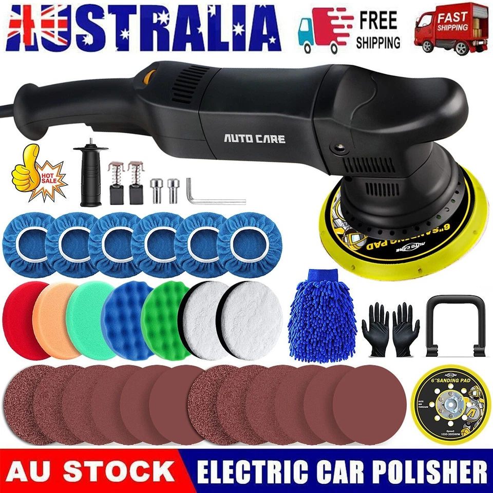 Dual Action Car Polisher Buffer Polishing Machine Orbital Buffing Pads Kit 150mm